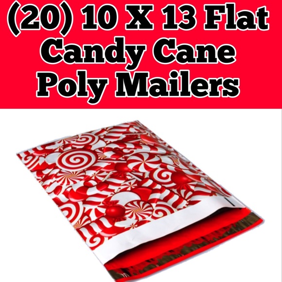 (20) 10 X 13 Candy Cane Flat Poly Mailers - Picture 4 of 4